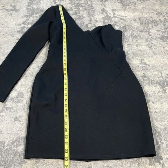 New Lulus Alsandair One Shoulder Sweetheart Bodycon Dress Black Sexy LBD Sz L - Picture 9 of 14